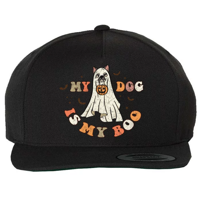 My Dog Is My Boo Ghost Dog Retro Halloween Candy Dogs Lover Gift Wool Snapback Cap