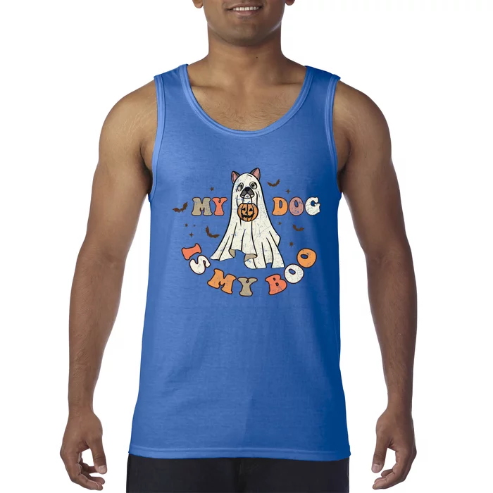 My Dog Is My Boo Ghost Dog Retro Halloween Candy Dogs Lover Gift Tank Top