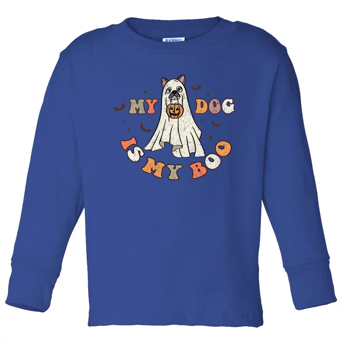 My Dog Is My Boo Ghost Dog Retro Halloween Candy Dogs Lover Gift Toddler Long Sleeve Shirt