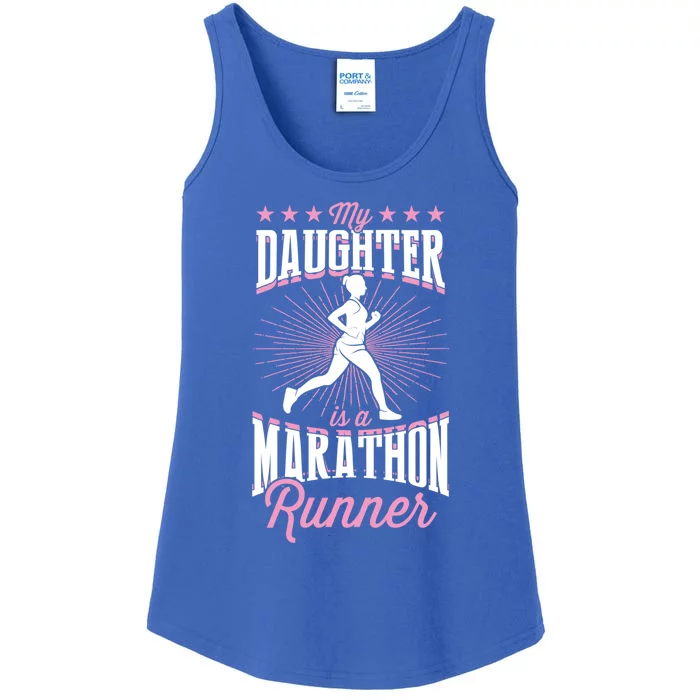 My Daughter Is A Marathon Runner Proud Mom Dad Gift Ladies Essential Tank