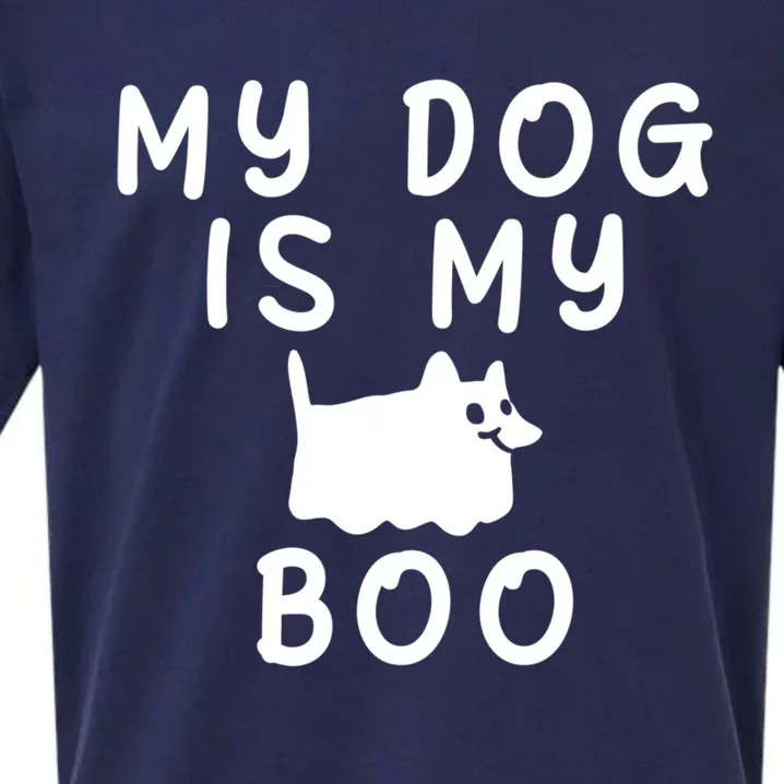 My Dog Is My Boo Funny Dog Ghost Costume Halloween Cool Gift Sueded Cloud Jersey T-Shirt