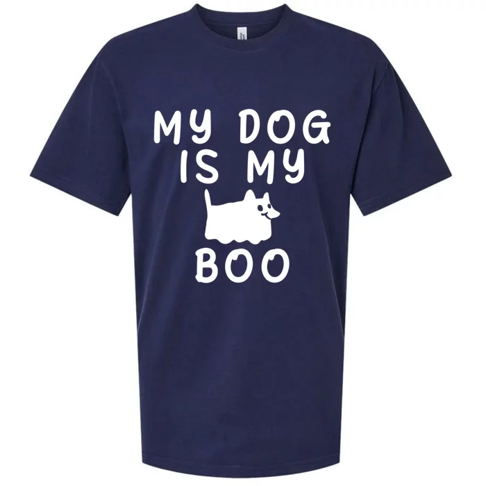 My Dog Is My Boo Funny Dog Ghost Costume Halloween Cool Gift Sueded Cloud Jersey T-Shirt