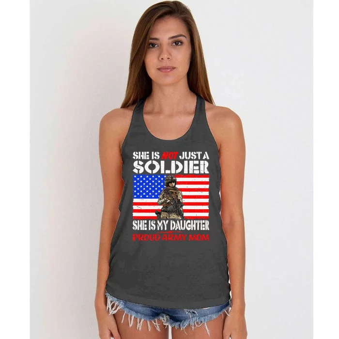 My Daughter Is A Soldier Proud Army Military Mother Gift Women's Knotted Racerback Tank