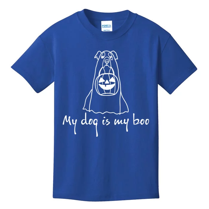 My Dog Is My Boo Funny Dog Owner Boo Ghost Lover Halloween Gift Kids T-Shirt