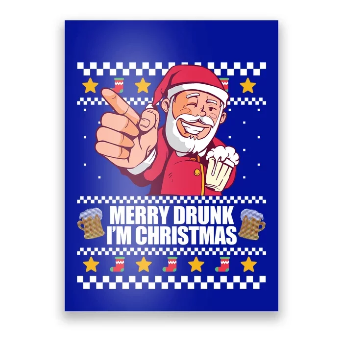 Merry Drunk Im Christmas Funny Santa Ugly Xmas Sweater Meme Gift Poster