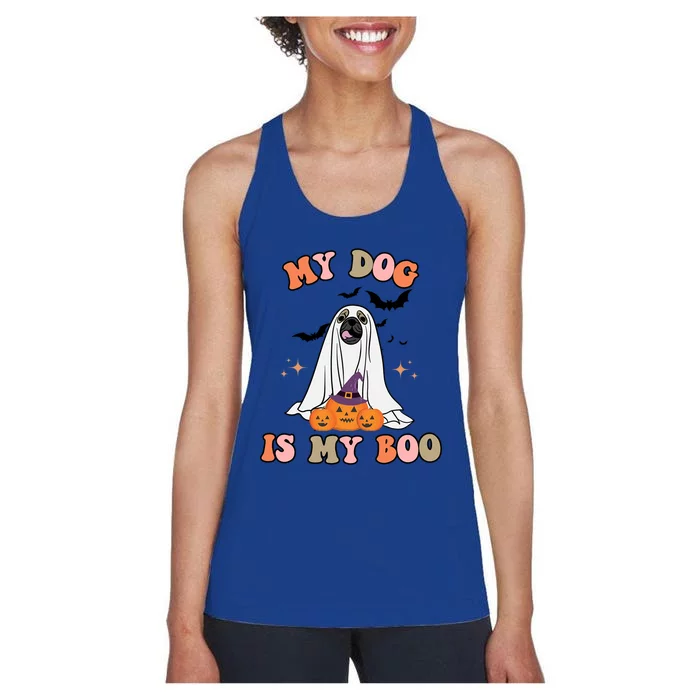 My Dog Is My Boo Cute Boho Halloween Funny Gift Women's Racerback Tank