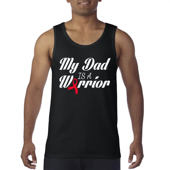 My Dad Is A Warrior Red Ribbon Stroke Awareness Tank Top