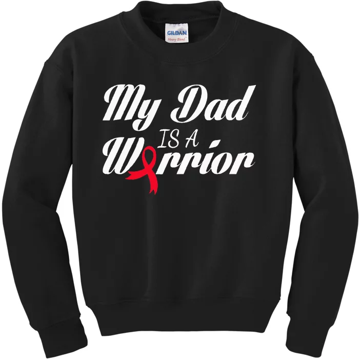 My Dad Is A Warrior Red Ribbon Stroke Awareness Kids Sweatshirt