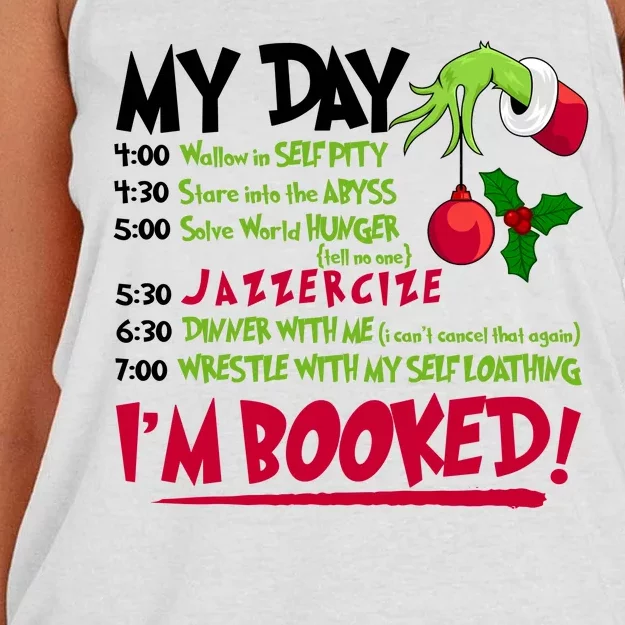 My Day Im Booked Funny Christmas Holiday Women's Knotted Racerback Tank