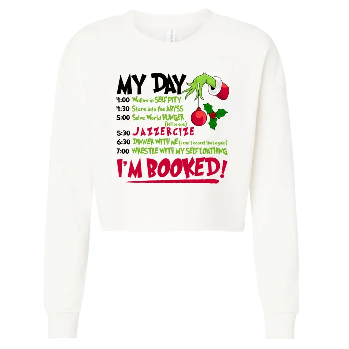 My Day Im Booked Funny Christmas Holiday Cropped Pullover Crew