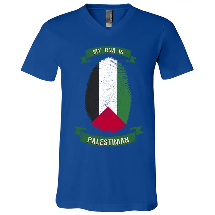 My Dna Is Palestinian Cute Gift Proud Free Palestine Gaza Flag Gift V-Neck T-Shirt