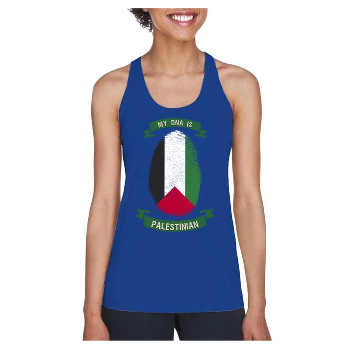 My Dna Is Palestinian Cute Gift Proud Free Palestine Gaza Flag Gift Women's Racerback Tank