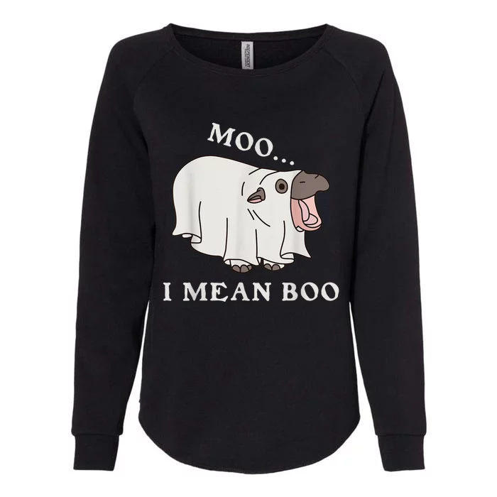 Moo Deng I Mean Boo Halloween Cute Baby Hippopotamus Funny Womens California Wash Sweatshirt