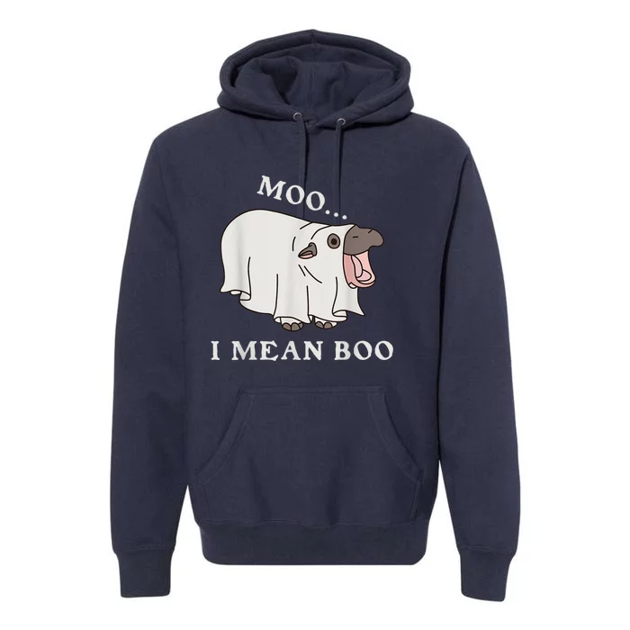 Moo Deng I Mean Boo Halloween Cute Baby Hippopotamus Funny Premium Hoodie