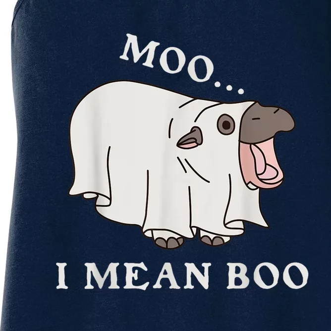 Moo Deng I Mean Boo Halloween Cute Baby Hippopotamus Funny Women's Racerback Tank