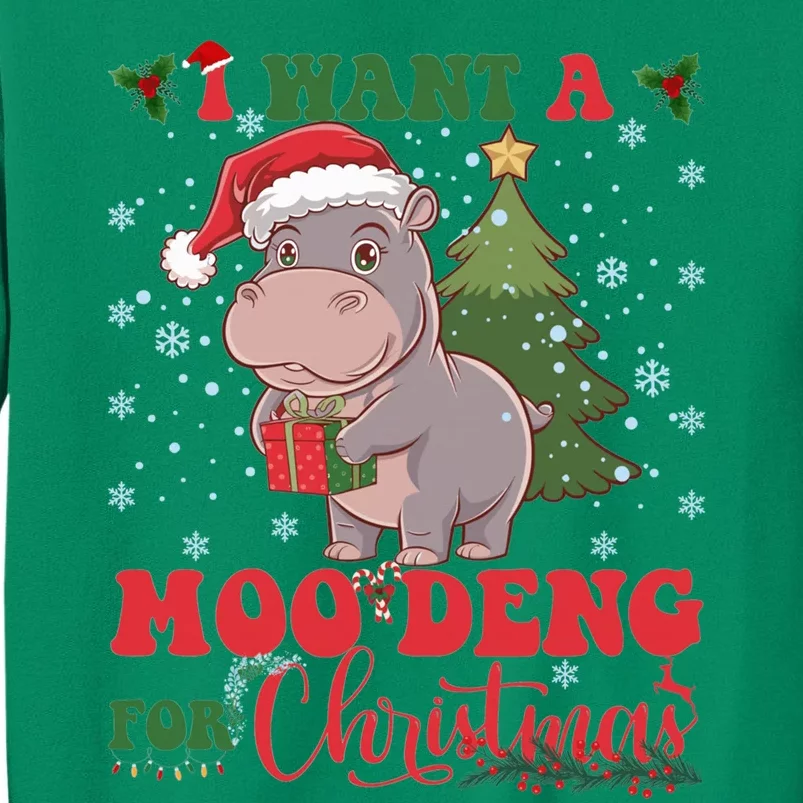 Moo Deng I Want A Moo Deng For Christmas Pygmy Baby Hippo Sweatshirt