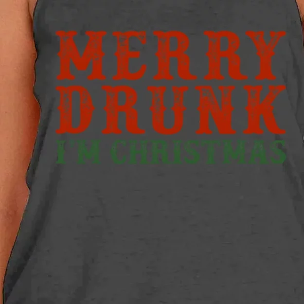 Merry Drunk IM Christmas Women's Knotted Racerback Tank