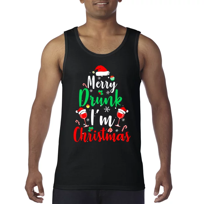 Merry Drunk I'm Christmas Funny Santa Joke Xmas Beer Lover Tank Top