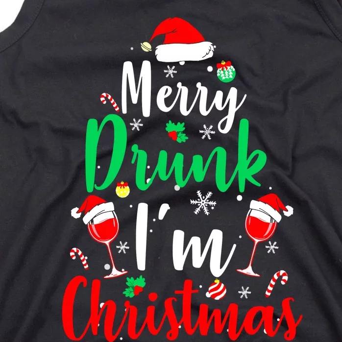 Merry Drunk I'm Christmas Funny Santa Joke Xmas Beer Lover Tank Top