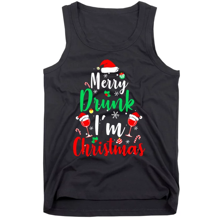 Merry Drunk I'm Christmas Funny Santa Joke Xmas Beer Lover Tank Top