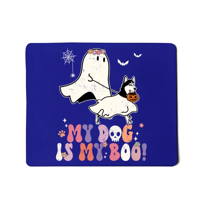 My Dog Is My Boo Siberian Husky Pumpkin Ghost Halloween Cool Gift Mousepad