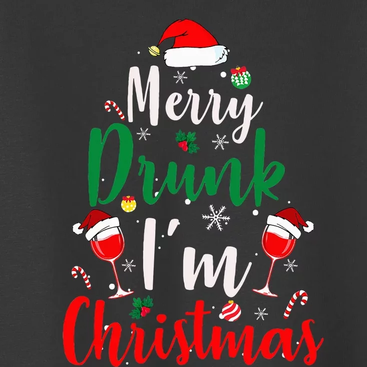 Merry Drunk I'm Christmas Funny Santa Joke Xmas Beer Lover Toddler T-Shirt