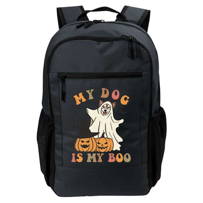 My Dog Is My Boo Spooky Season Ghost Halloween Groovy Retro Funny Gift Daily Commute Backpack