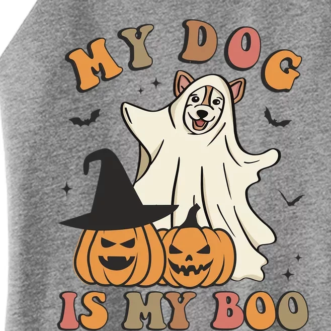 My Dog Is My Boo Spooky Season Ghost Halloween Groovy Retro Funny Gift Women’s Perfect Tri Rocker Tank