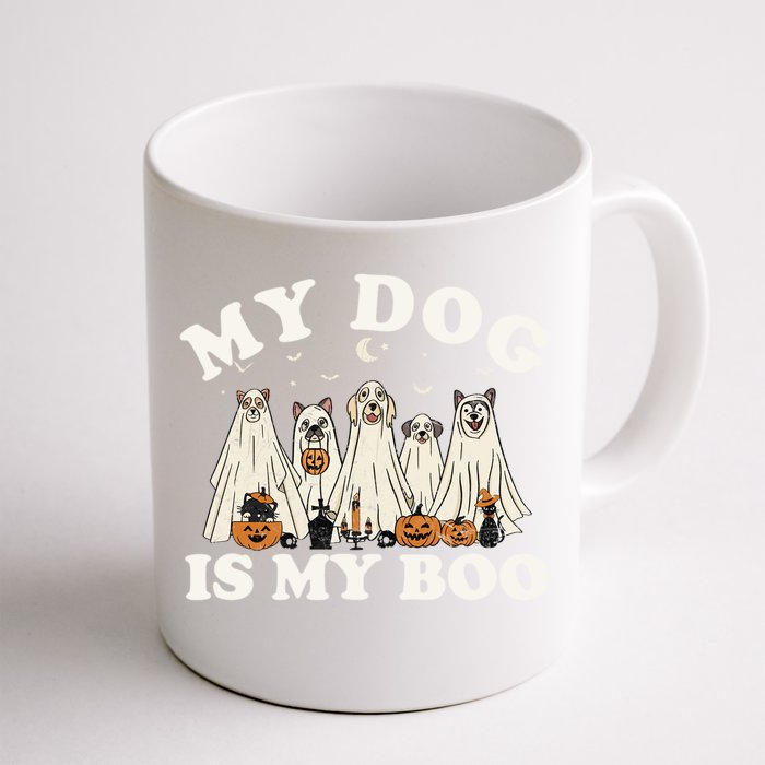 My Dog Is My Boo Halloween Funny Dog Owner Ghost Lover Gift Front & Back Coffee Mug