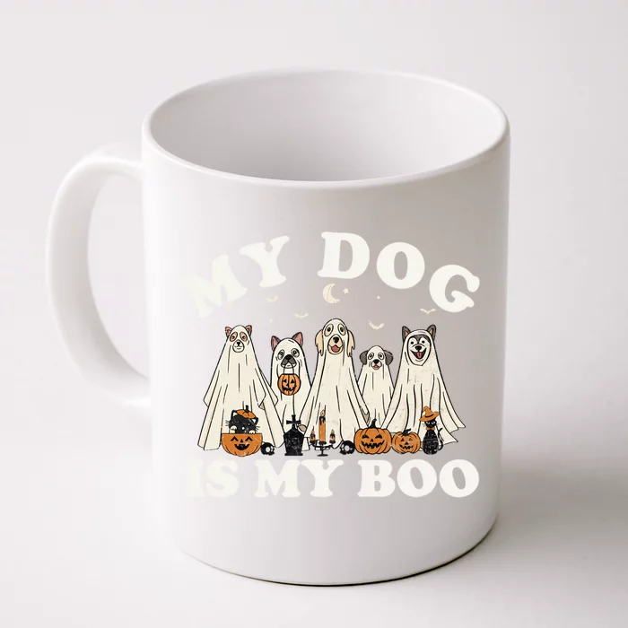 My Dog Is My Boo Halloween Funny Dog Owner Ghost Lover Gift Front & Back Coffee Mug