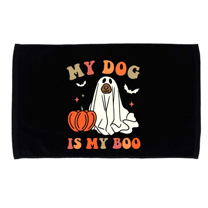 My Dog Is My Boo Funny Ghost Dog And Pumpkin Halloween Funny Gift Microfiber Hand Towel