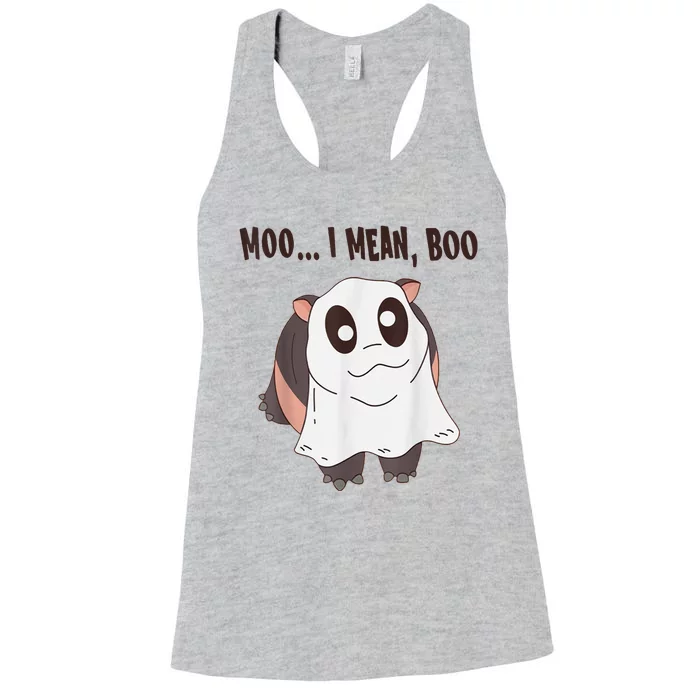 Moo Deng I Mean Boo Bouncy Pig Cute Baby Hippo For Halloween Women's Racerback Tank