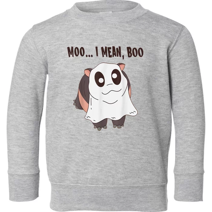 Moo Deng I Mean Boo Bouncy Pig Cute Baby Hippo For Halloween Toddler Sweatshirt