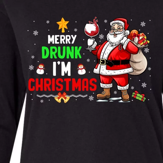 Merry Drunk IM Christmas Santa Ing Wine Xmas Er Gift Womens Cotton Relaxed Long Sleeve T-Shirt