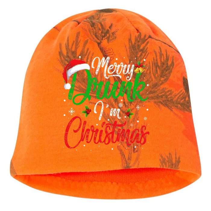 Merry Drunk Im Christmas Funny Santa Joke Xmas Drinking Kati - Camo Knit Beanie