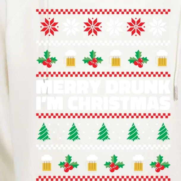 Merry Drunk IM Christmas Ugly Christimas Ing Christmas Gift Womens Funnel Neck Pullover Hood