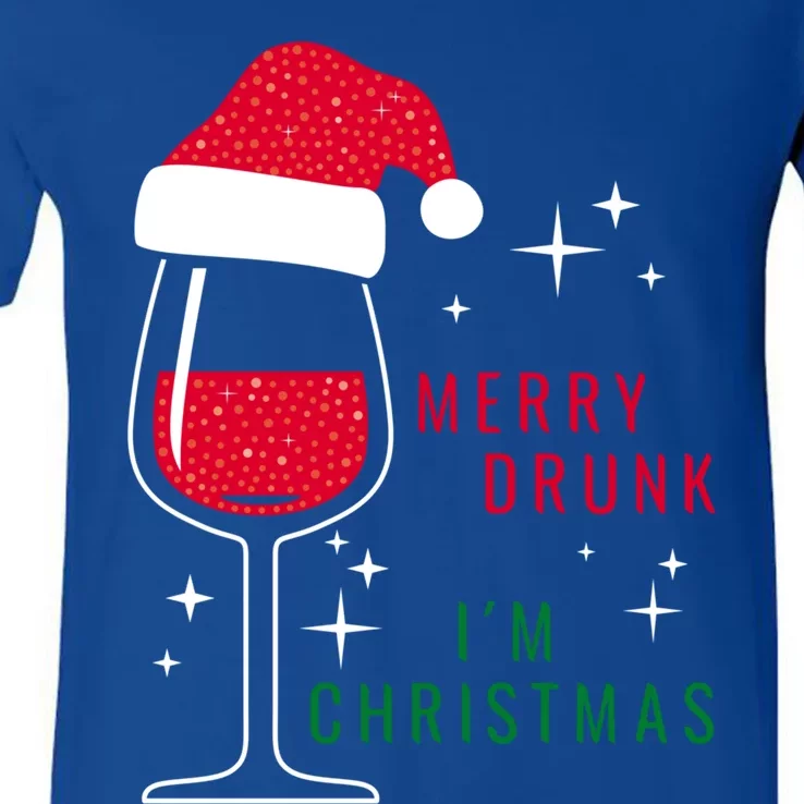 Merry Drunk IM Christmas Ugly Christmas Wine Lover Cute Gift V-Neck T-Shirt