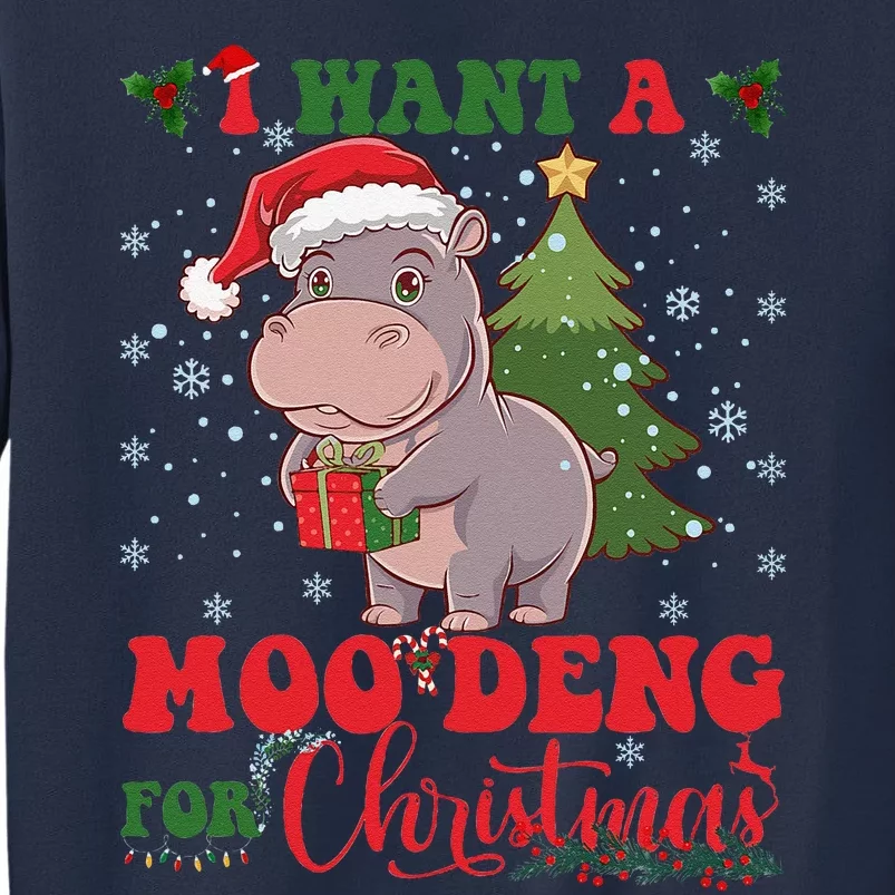 Moo Deng I Want A Moo Deng For Christmas Pygmy Baby Hippo Sweatshirt