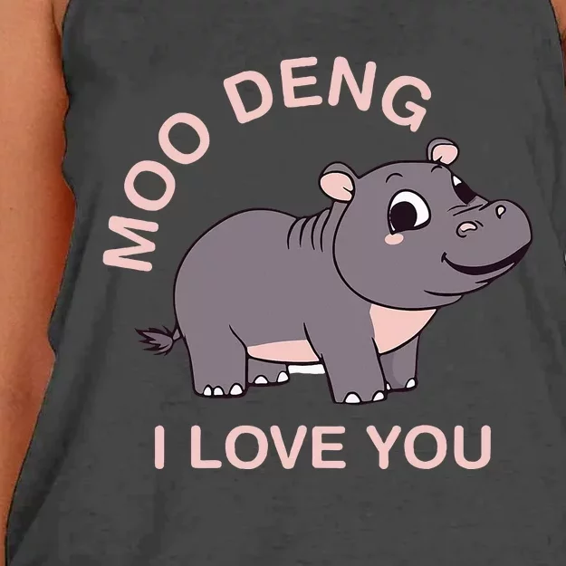 Moo Deng I Love You Women's Knotted Racerback Tank