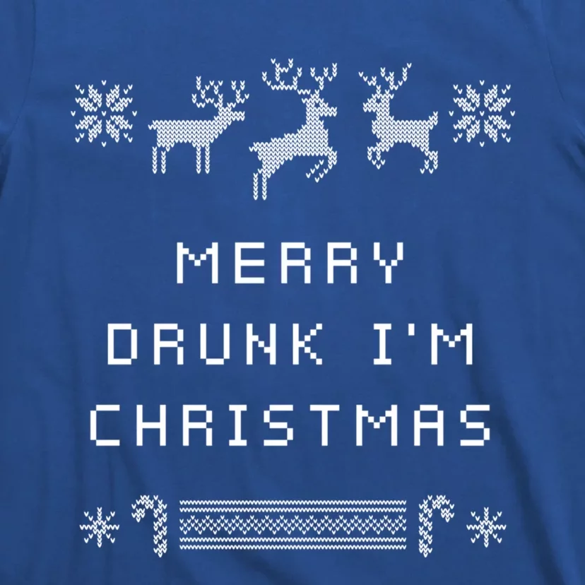 Merry Drunk IM Christmas Wine Lover Party Champagne Gift T-Shirt