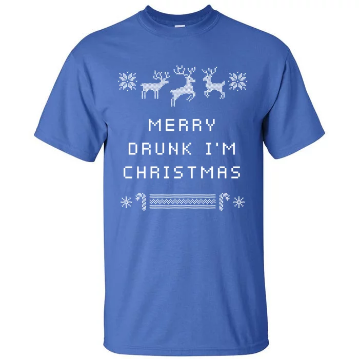 Merry Drunk IM Christmas Wine Lover Party Champagne Gift Tall T-Shirt