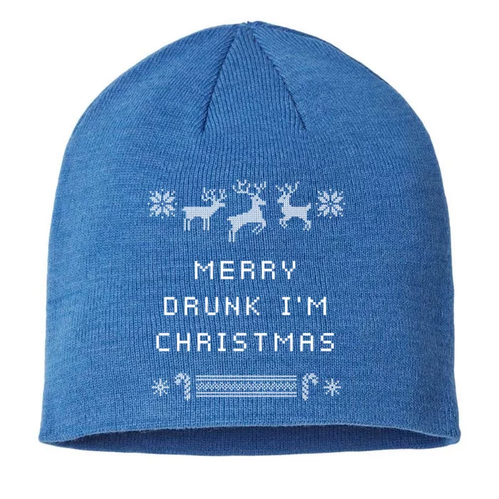 Merry Drunk IM Christmas Wine Lover Party Champagne Gift 8 1/2in Sustainable Knit Beanie