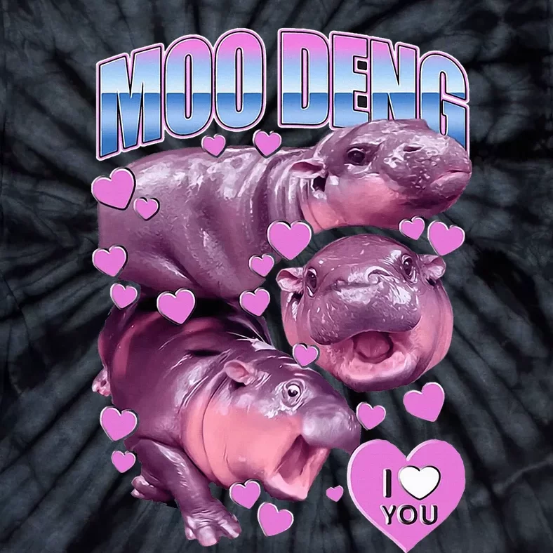 Moo Deng I Love You Heart The Famous Baby Pigmy Hippo Tie-Dye T-Shirt