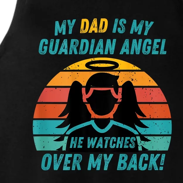 My Dad Is My Guardian Angel Retro Style Ladies Tri-Blend Wicking Tank