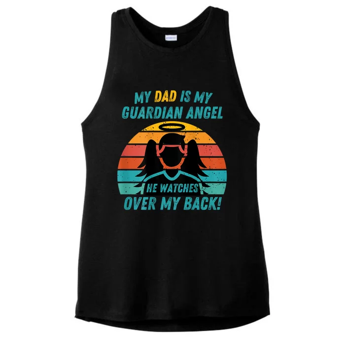 My Dad Is My Guardian Angel Retro Style Ladies Tri-Blend Wicking Tank