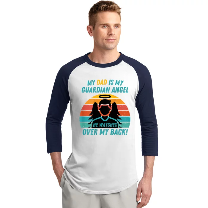 My Dad Is My Guardian Angel Retro Style Baseball Sleeve Shirt