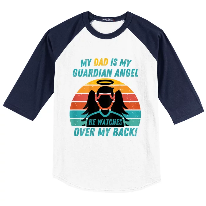 My Dad Is My Guardian Angel Retro Style Baseball Sleeve Shirt