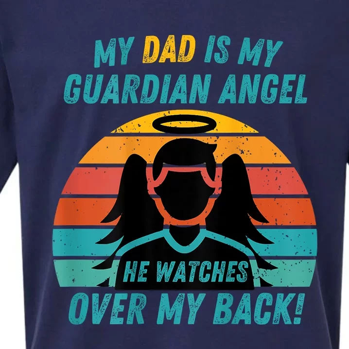 My Dad Is My Guardian Angel Retro Style Sueded Cloud Jersey T-Shirt