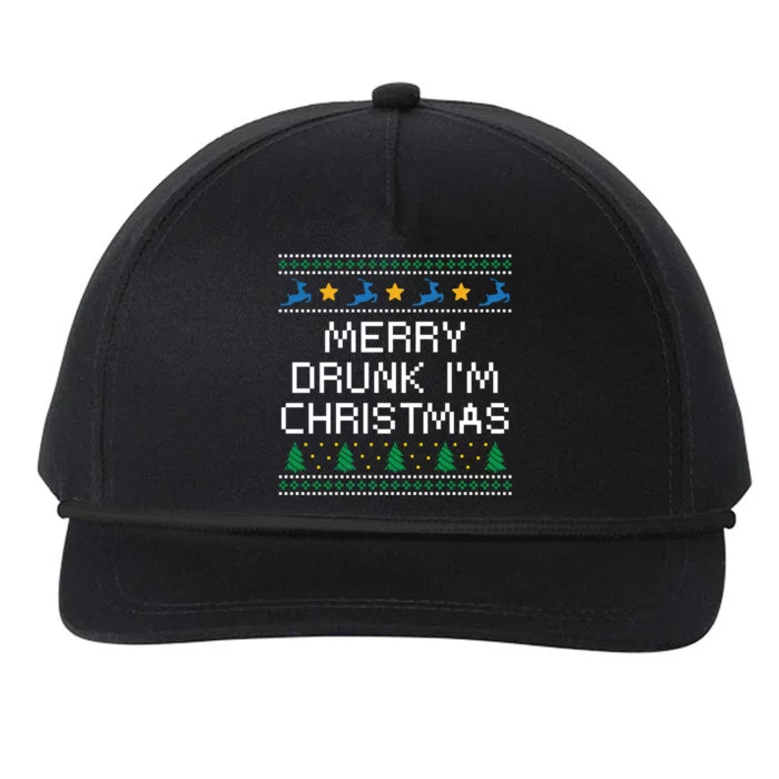 Merry Drunk IM Christmas Wine Lover Party Champagne Meaningful Gift Snapback Five-Panel Rope Hat