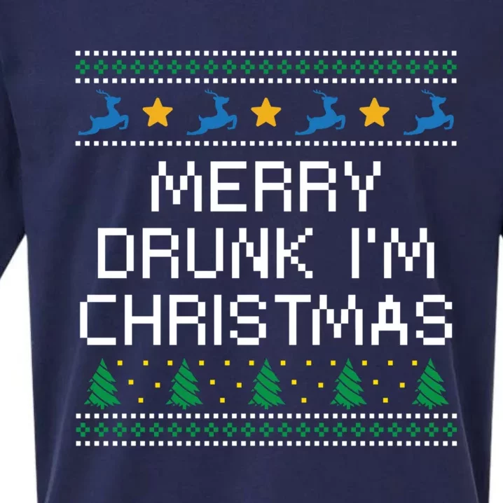 Merry Drunk IM Christmas Wine Lover Party Champagne Meaningful Gift Sueded Cloud Jersey T-Shirt